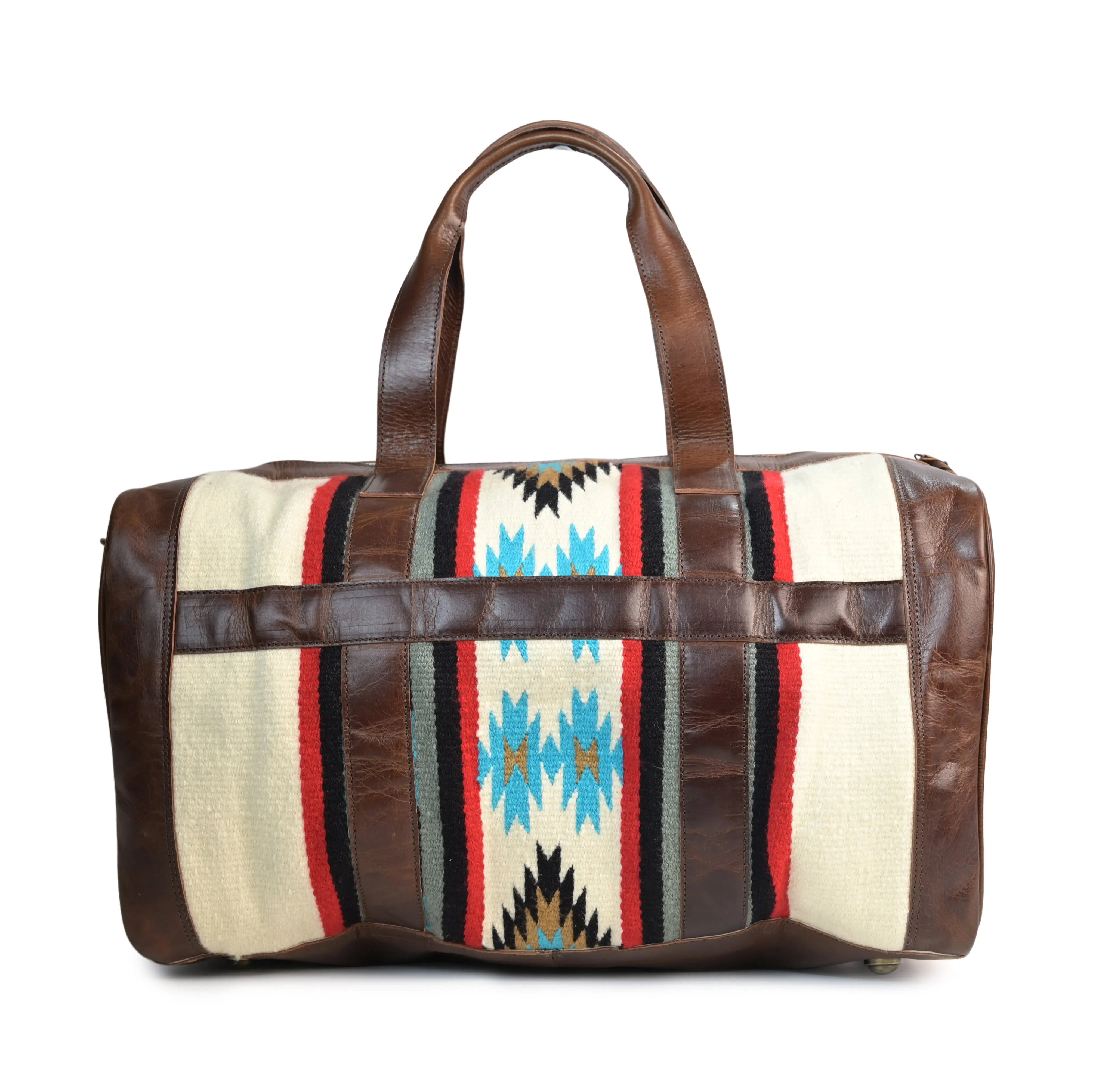 Saddle Blanket Genuine Leather Western Duffle Bag - abitoamerica